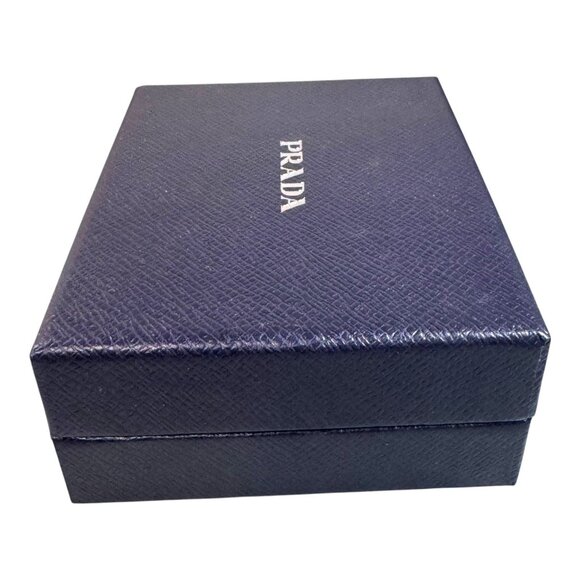 Prada Saffiano Leather Blue Gift Box EMPTY 5.5x4.5 Wallet Jewelry Authentic - Picture 9 of 10